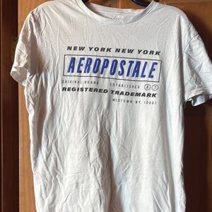 Aeropostale White and Blue Graphic Tee